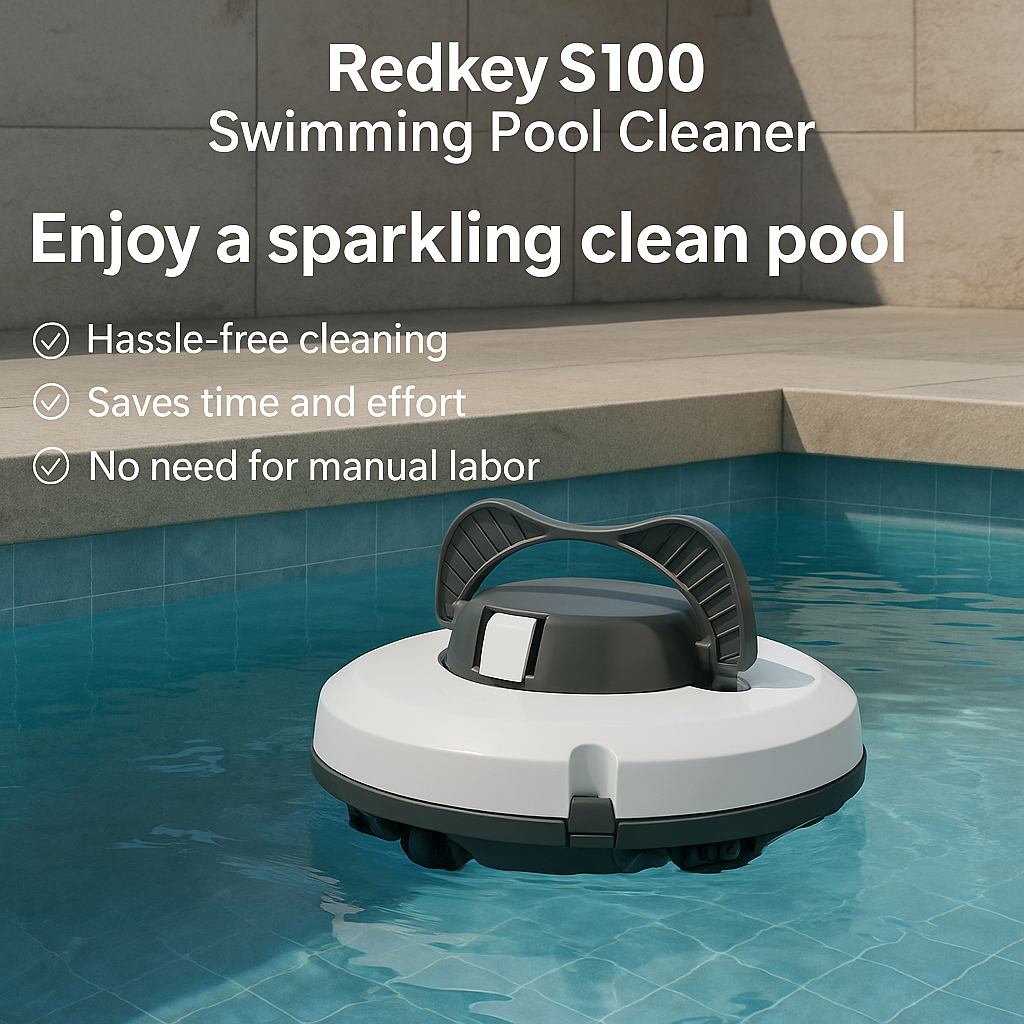 Redkey S100™ Cordless Robotic Pool Vacuum – IPX8 Waterproof, 130min Runtime & Smart Self-Parking