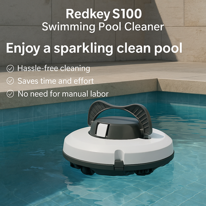 Redkey S100™ Cordless Robotic Pool Vacuum – IPX8 Waterproof, 130min Runtime & Smart Self-Parking