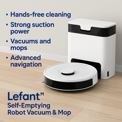 Lefant™ Self-Emptying Robot Vacuum & Mop – 6000Pa, Laser Nav, WiFi/Alexa Ready