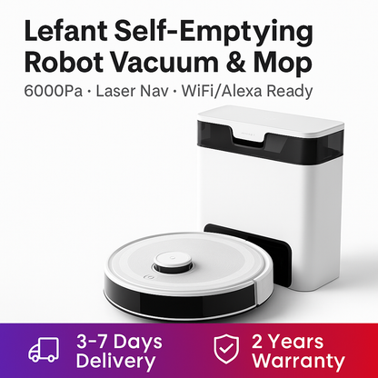 Lefant™ Self-Emptying Robot Vacuum & Mop – 6000Pa, Laser Nav, WiFi/Alexa Ready