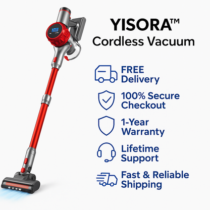 YISORA™ Cordless Vacuum – 40KPa Suction, 55 Min Runtime, Touchscreen, Pet & Carpet Ready