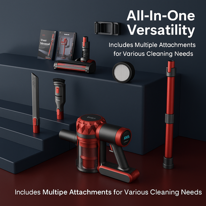 YISORA™ Cordless Vacuum – 40KPa Suction, 55 Min Runtime, Touchscreen, Pet & Carpet Ready