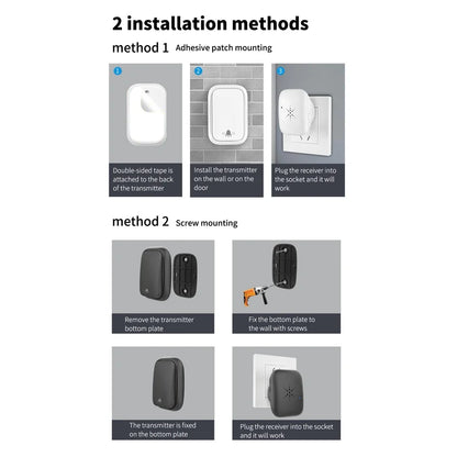 Lunzo Self-Powered Wireless Doorbell – Waterproof, 150M Range, 38 Chimes, No Battery Needed