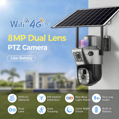SolarEye 4K™ – 8MP AI-Powered Security Camera with 360° Monitoring, 4G SIM & Solar Charging