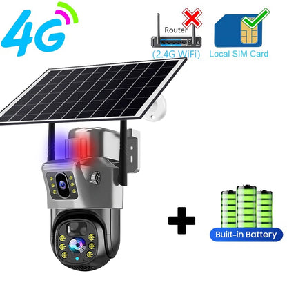 SolarEye 4K™ – 8MP AI-Powered Security Camera with 360° Monitoring, 4G SIM & Solar Charging