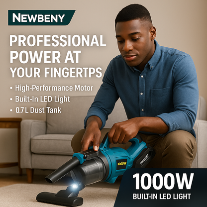 NEWBENY PowerPro™ – 1000W Cordless Vacuum for Garage, Home & Construction Cleaning