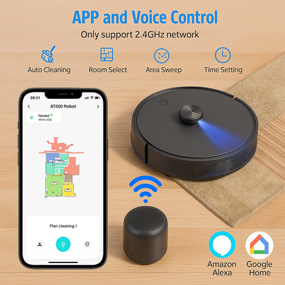 AT800™ 3-in-1 Robot Vacuum & Mop with LiDAR – 5000Pa Suction, Self-Emptying for 60 Days, Alexa & App Control