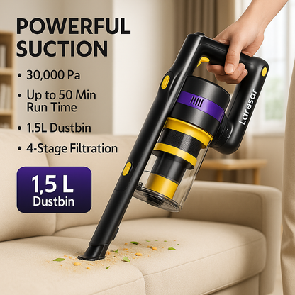 Laresar X11™ – 55000Pa Smart Cordless Vacuum | 60 Min Runtime & LED Floor Brush