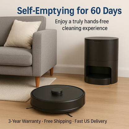AT800™ 3-in-1 Robot Vacuum & Mop with LiDAR – 5000Pa Suction, Self-Emptying for 60 Days, Alexa & App Control