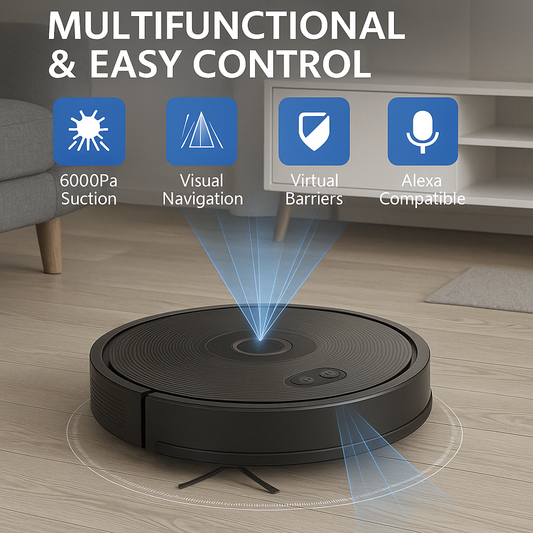 ABIR X6PRO™ 3-in-1 Smart Robot Vacuum – 6000Pa Suction, Visual Navigation, Virtual Barriers, Alexa Compatible